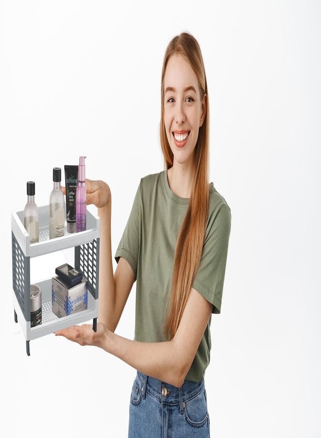 Moltres - Viva Small Size, 2 Layer Rack for Office, Kitchen (Size: 27Cm X 17Cm X 20Cm) - Multipurpose Rack | Stand | Organizer Storage Shelf Standing & Wall Hanging Rack - Plastic (Grey) - Image 5